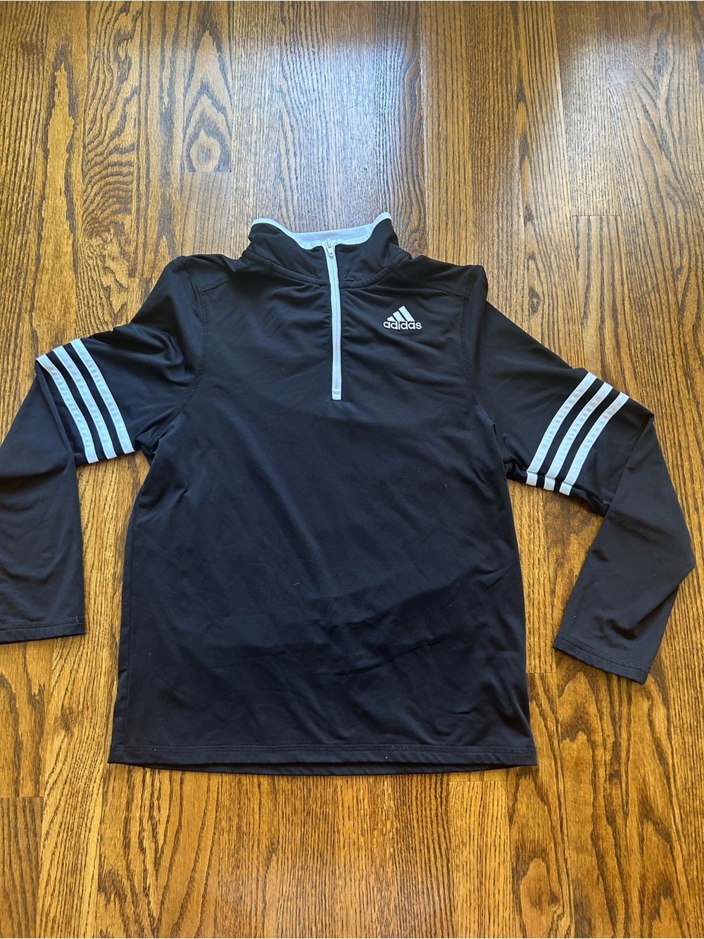 Kids adidas Black and White Quarter-Zip Athletic Pullover